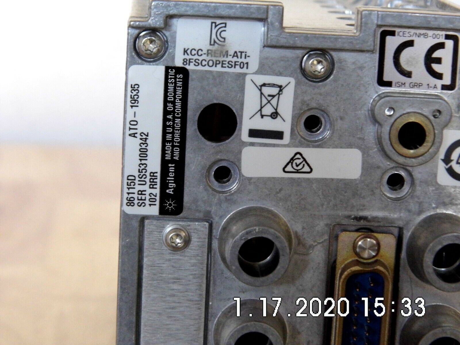 Keysight 86115D Optical Dual Module Input, Opt 102 (Dual Optical Input) NIST Keysight 86115D Optical Dual Module Input, Opt 102 (Dual Optical Input) NIST